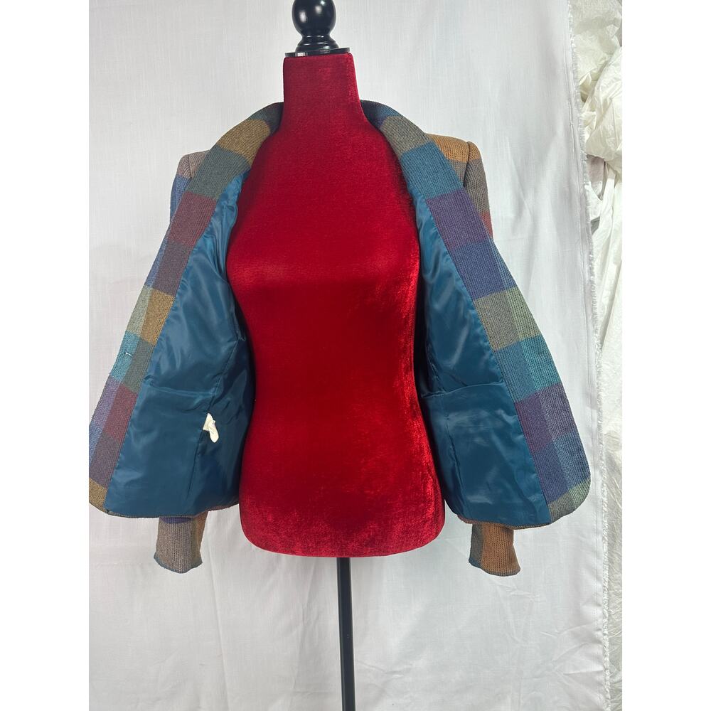 Vtg 1980s Givenchy Sport Women's Size 8 Blazer Jacket Plaid Wool Polyester Blend - Picture 5 of 14